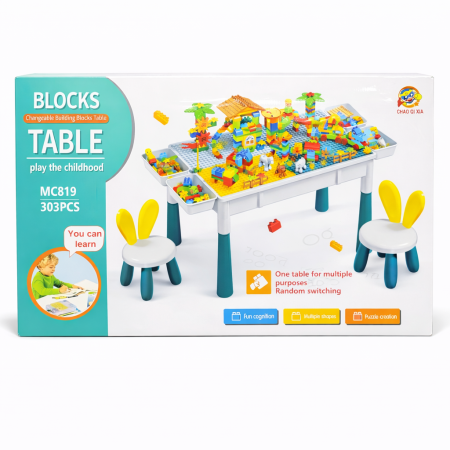 طاولة الليجو الإبداعية مع كرسيين